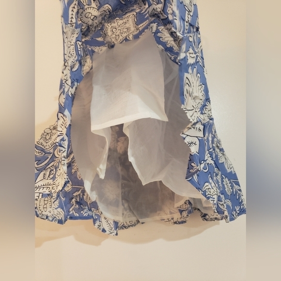 1967- Jennifer & Grace Blue White Floral Smocked Mini Skirt Size M NWT - Picture 4 of 10